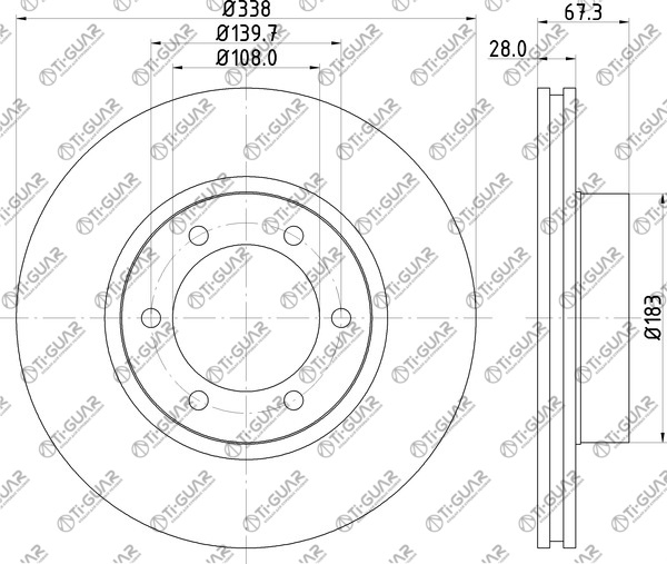 Диск тормозной правый TG-BDP0011/43512-60150 *Ti•GUAR (перфорированный)